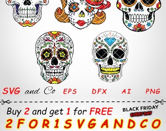 Download Princess Sugar Skull SVG layered EPS PNG & Dxf circuit