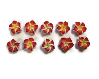 12 mm Polymer Clay Plumeria Flowers Set of 10 (MP9)