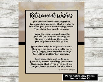 Retirement Poem Retirement Gift Co-Worker Retirement Boss