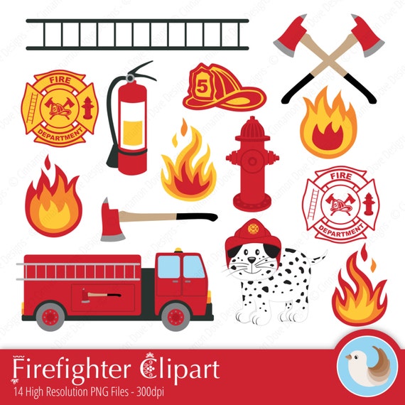 Items similar to Firefighter Clipart - Fireman Clipart - Fire Station ...