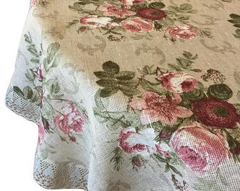 Linen Lace Round Tablecloth Pure linen - Table Linens - Round Ø 160 cm (63'')