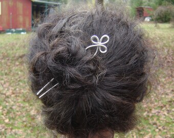 Trinity Loop Sterling Silver Hair Fork, Hair Picks, Shawl Pin, Scarf Pin, Knitting, Long Hair Accessories, Bun Holder, Decorative Comb