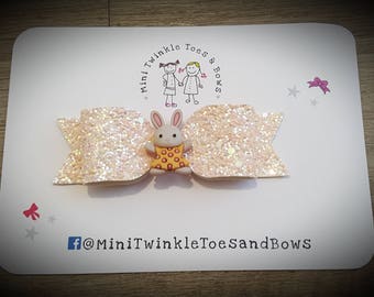 Woodland animal rabbit glitter bow