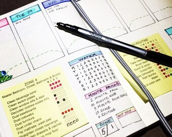 Bullet Journal Printable MS Word DIY Daily Routine Zone Cleaning Sticky Note Flylady