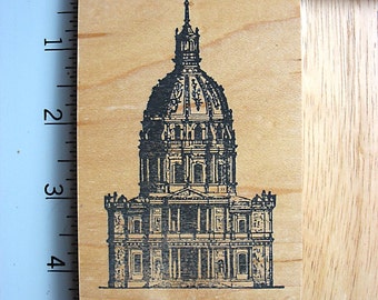 Appalachian Art Stamps Extra RARE Large Medieval Domed Cathedral DESTASH Rubber Stamp, used Rubberstamp, Architecture Rubber Stamp