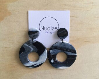 Handmade statement dangle earrings // gifts for her // “Monochromatic"