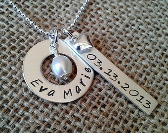 Grandma Necklace, New Mom Necklace, Mom Necklace, Sterling Silver, Kids Names Necklace