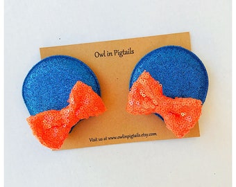 UF Gators Mouse Ears / Florida Gators Inspired Ears / Mouse Hair Clips