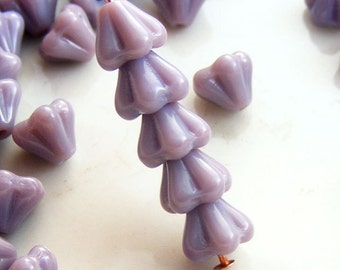 Czech Glass Baby Bell Flower Beads 6x4mm Opaque Purple (25 pk) SI-6x4F-OP