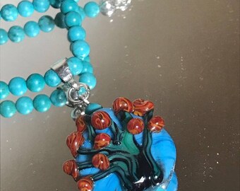 Glass and turquoise necklace