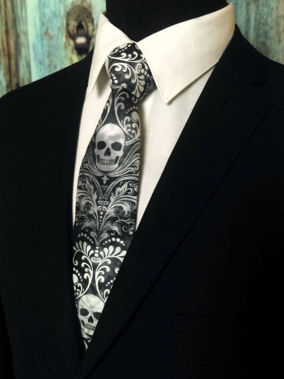 Skull Necktie Skull Tie Black Skull Necktie Black Skull