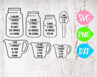 Kitchen SVG, Conversion Cheat Sheet Svg, Kitchen Decor SVG, Measurements, Measuring Spoons, Conversion, Cutting Board SVG, Measuring Cups