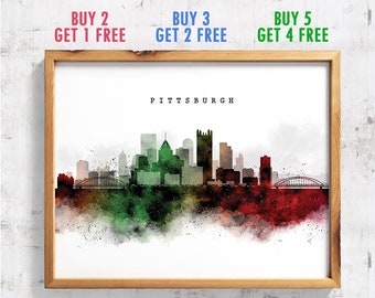Pittsburgh Skyline Watercolor
