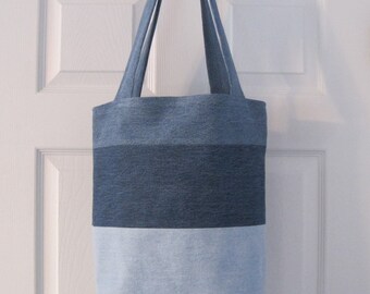 Upcycled Jeans Denim Lined Large Shoulder Tote Bag