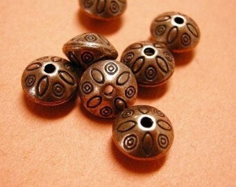 12pc antique copper finish metal disc beads-3142