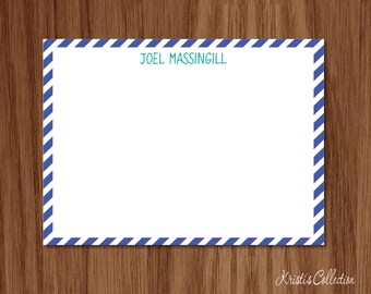 masculine striped flat note card set personalized preppy stationery stationary custom flat note cards for guys boys kids male gifts - Personalized Flat Note Cards masculine striped flat note card set personalized preppy stationery stationary custom flat note cards for guys boys kids male gifts - Personalized Flat Note Cards