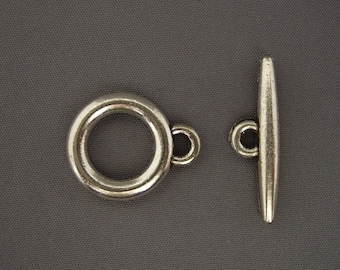 Smooth Matt Rhodium Plated Toggle Clasp 15mm 10 sets per bag by Designers Findings Unusual Stones and Findings Supplier