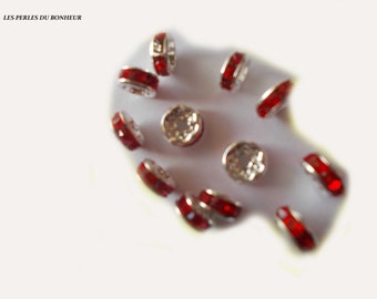 set of 10 Red rondelle beads