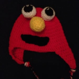 Sesame Street Elmo Specialty winter hat with earflaps, winter childrens elmo hat in various sizes from newborn to teen