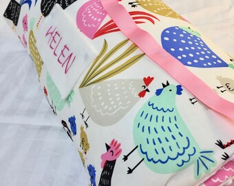 Nap Mat with Pillow, Daycare Nap Mat, Chickens, Animal Nap Mat, Kindergarten Nap Mat, Toddler Nap Mat, Kindermat Cover, Nap Mat with blanket