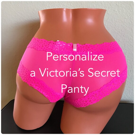 Custom Panties Victoria's Secret Hot Pink AllOver Lace Cheekster Personalize for You, Bachelorette, Birthday Girl or a Stocking Stuffer Gift