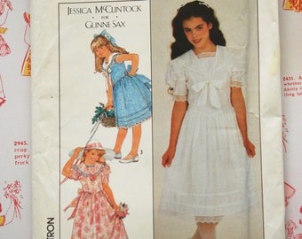 1980s Gunne Sax Girl's Dress Simplicity Pattern 8703 Uncut Retro Jessica McClintock Sewing Pattern