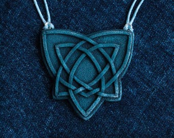 blue celtic pendant knotwork necklace celtic knot necklace celestial theme old stone necklace celtic fantasy celtic knot work