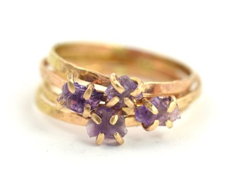 Raw Amethyst Ring, Raw Gemstone Ring, February Birthstone Ring