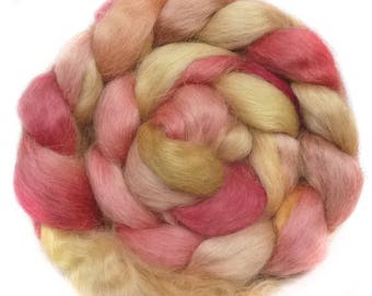 WENSLEYDALE roving top handdyed spinning fibre 3.3 oz