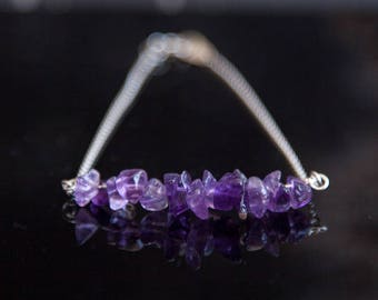 Amethyst Bracelet, Raw Amethyst Jewelry, Raw Stone, Gift for Her, Lovers Gemstone Bracelet, February Birthstone Jewelry, Amethyst Birthstone