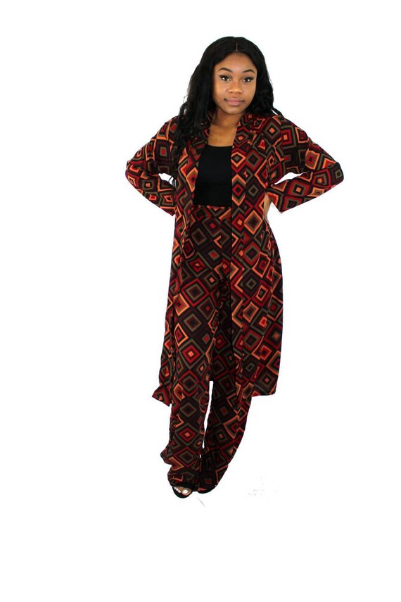 Kate Multi Patterned Womenswear Kimono Trouser Pant Suit