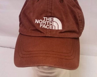 Vtg Late 90's The North Face Brown Adjustable Strap Back Baseball Hat Cap