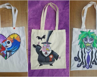 Custom Any theme Nightmare Before Christmas Hand Painted Tote Shopping Bag