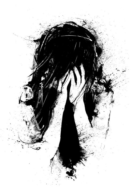 Sometimes life is unfair black and white art sad girl wall art surreal abstract crying ink drawing ink splatter pen ink print dark Sometimes life is unfair black and white art sad girl wall art surreal abstract crying ink drawing ink splatter pen ink print dark