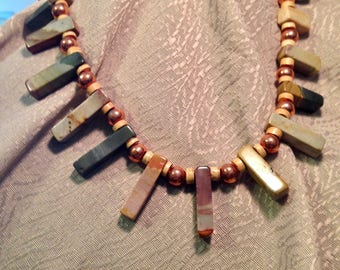 Jasper, Cork and Copper Necklace