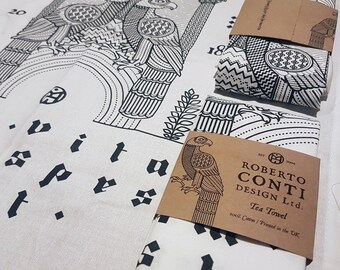 Tea Towels - Renaissance Monoline Illustration