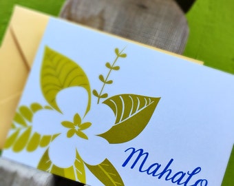 Mahalo Hawaiian Thank You Folded Note Cards - Set of 10
