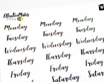 Days of the Week (Hand Lettering Effect) Stickers