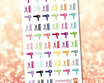 Hair Dryer / Scissors & Comb / Salon Planner Stickers