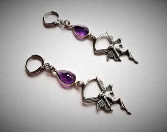 Earrings "Purple nymphs" - set Amethyst Stud Earrings