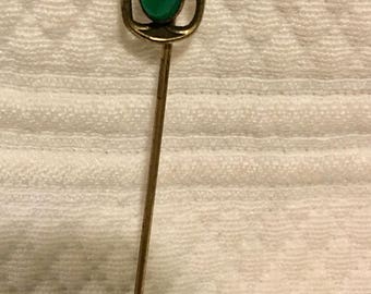 Vintage stick pin green stone