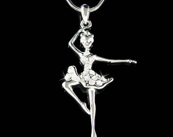 Swarovski Crystal BALLERINA Ballet Dance Girl Dancer dancing Teacher Pendant Necklace Christmas Gift New