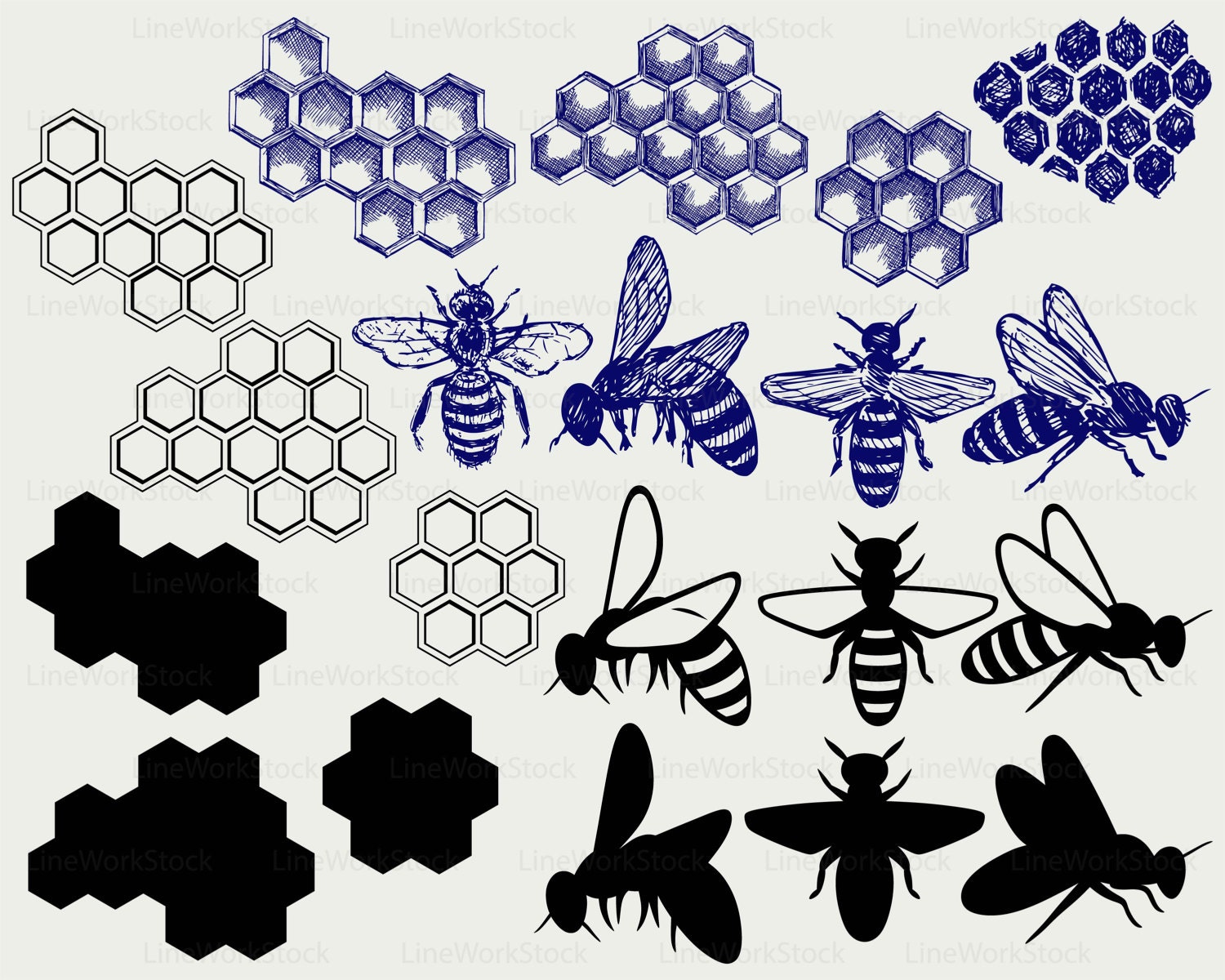 Download BEES svg/bees knees clipart/honey svg/honeycomb silhouette ...