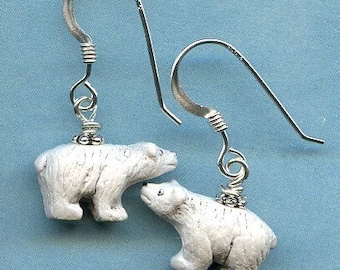 Polar Bear Sterling Silver Earrings