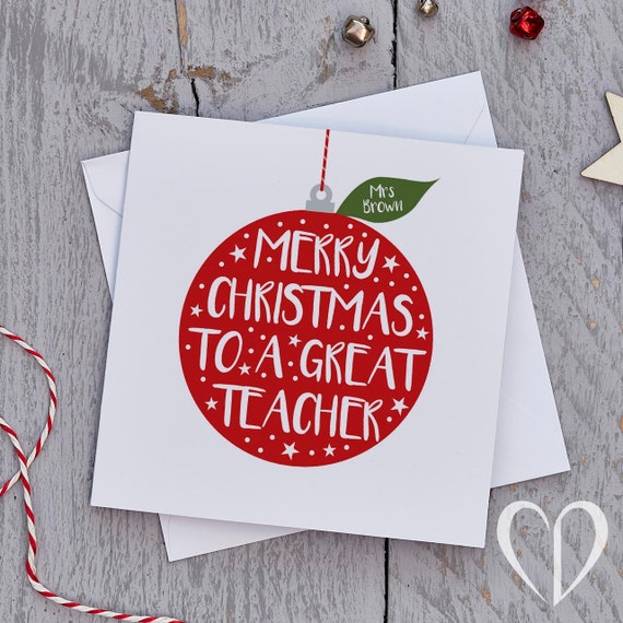 Teacher Christmas Card Bauble Teacher Christmas Cards