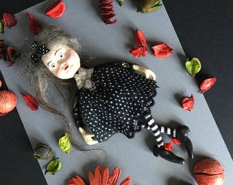 OOAK Art Doll Brooch Odette