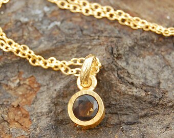 Smoky Quartz Pendant, Gold Necklace, Gold Smoky Quartz Necklace, Quartz Necklace, Gold Jewelry, Smoky Quartz, Gold Solitaire Pendant, Quartz