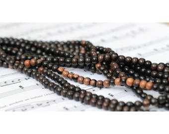 Set of 30 beads ebony wood - 4 / 5mm