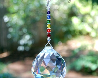 Swarovski Rainbow Crystal Suncatcher, Large Hanging Crystal Prism Rainbow Maker, Light Catcher, Crystal Ball, Spectrum, Home Decor