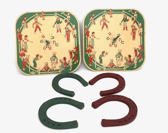 Horse Shoe Game - Vintage Wolverine Cowboy Theme Toy Horse Shoe Game - Pitch'em Game - Cowgirl - Western Collectible Toy - Lithograph Toy